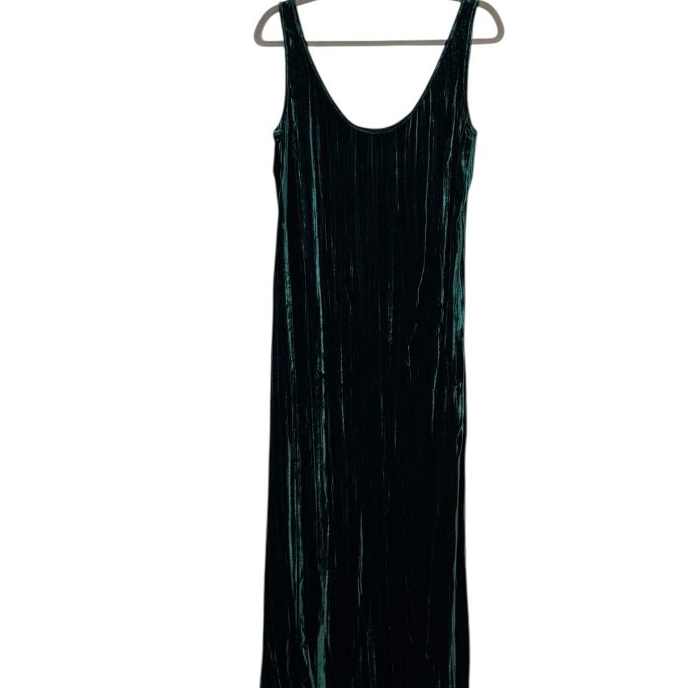 Enza Costa Women’s Rich Jewel Tone Emerald Green Velvet Midi Slip Dress sz M